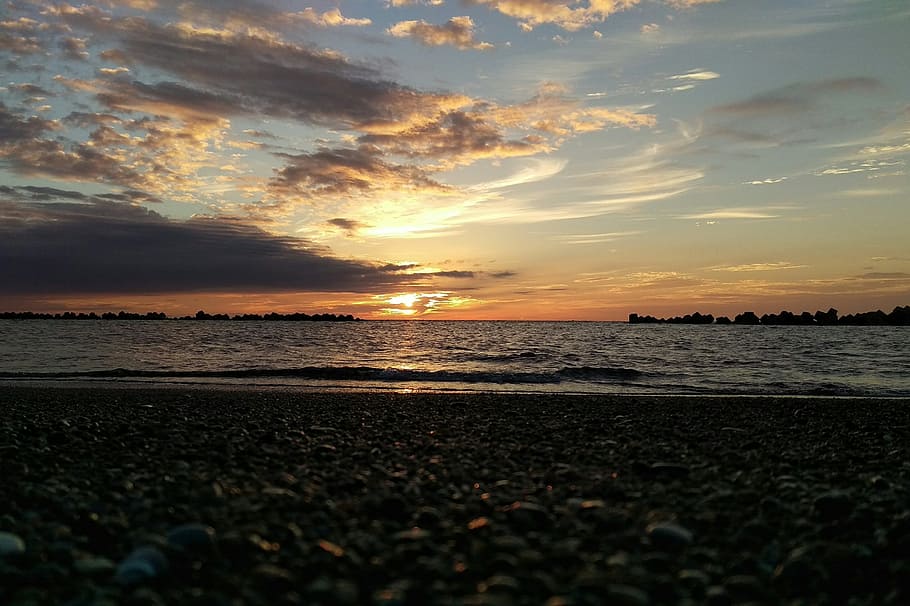 Beach, Sunset, Landscape, Natural, sea, nature, beauty in nature HD wallpaper