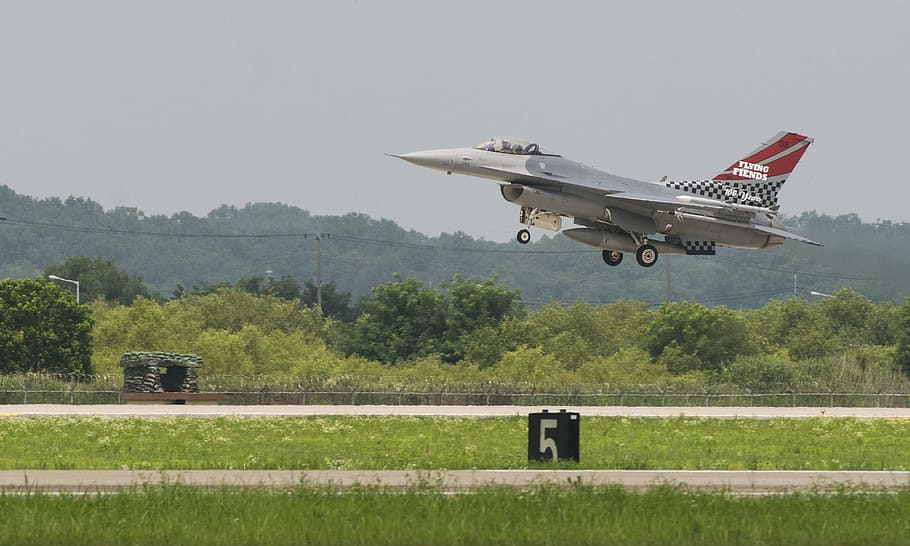 f-16, fighting falcon, united states air force, plane, takeoff
