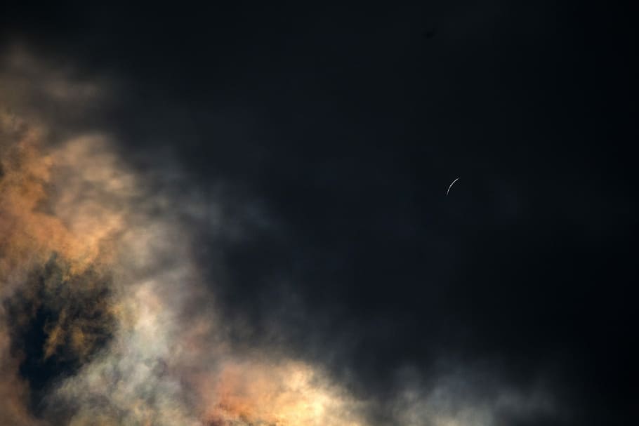 low angle photography of dark clouds, sky, cloud, cloudscape, dramatic sky, eclipse, solar eclipse, HD wallpaper