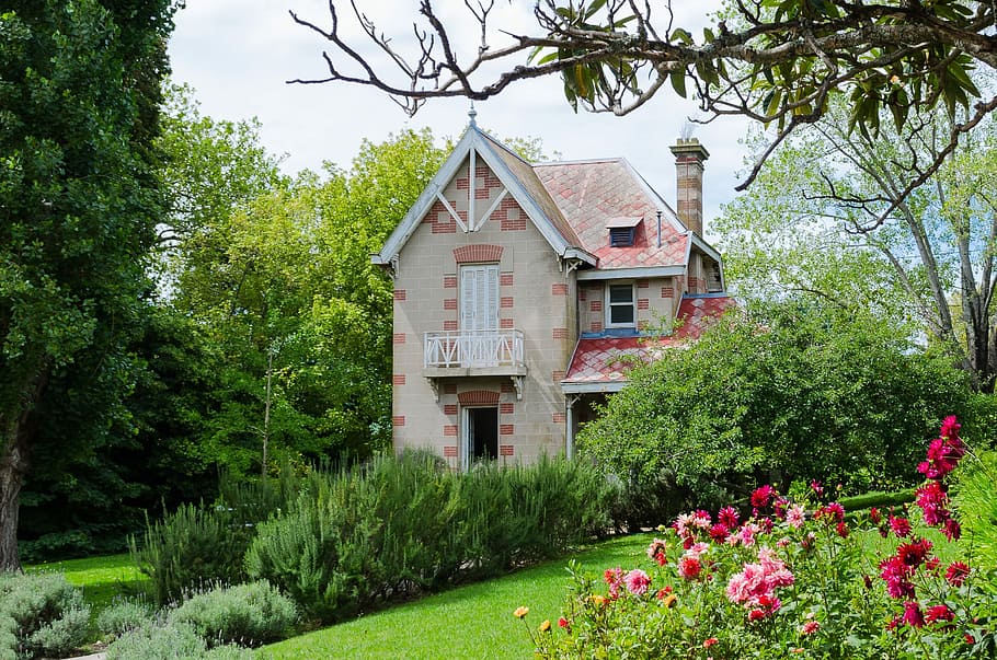 Architecture, Plants, Flower, tree, house, rural scene, front or back yard HD wallpaper