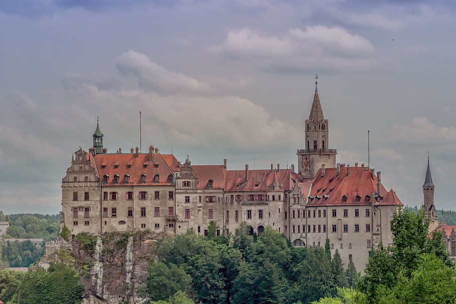 white and brown concrete building, castle, sigmaringen, sigma wrestle castle HD wallpaper