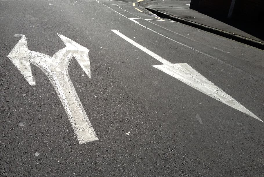 two roadway signs, arrows, destination, traffic, direction HD wallpaper