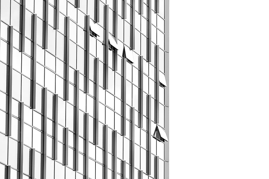 gray glass building, facade, abstract, mirroring, window, modern HD wallpaper