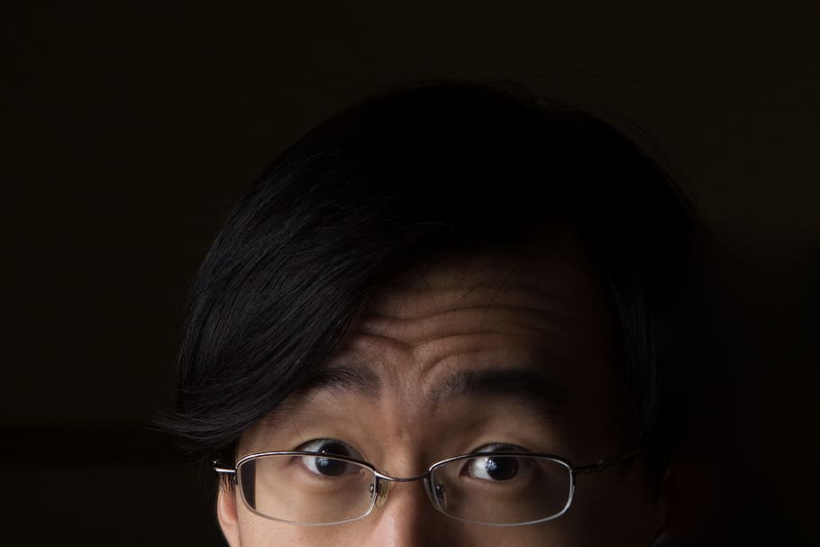 person wearing stainless steel eyeglasses took a selfier, man wearing black framed eyeglasses HD wallpaper