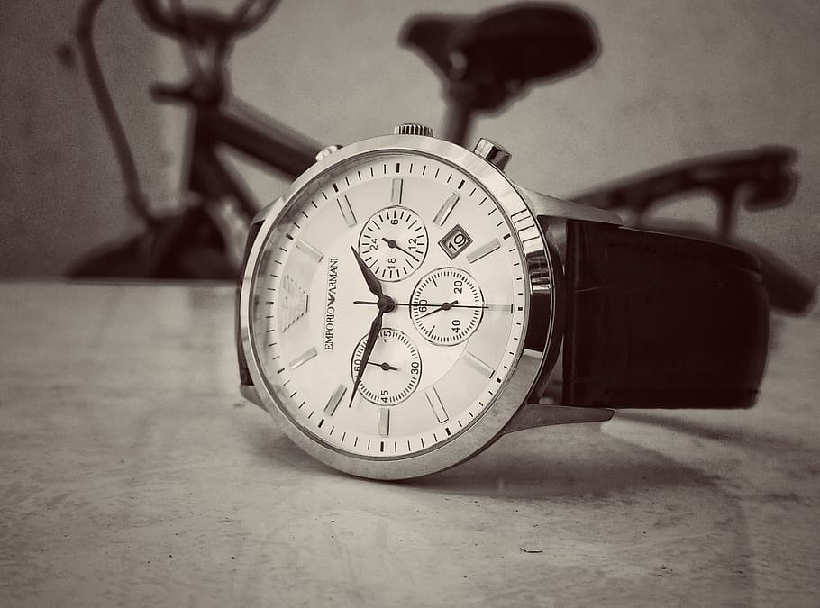 Black Strap Silver Round Chronograph Watch, Analogue, antique HD wallpaper