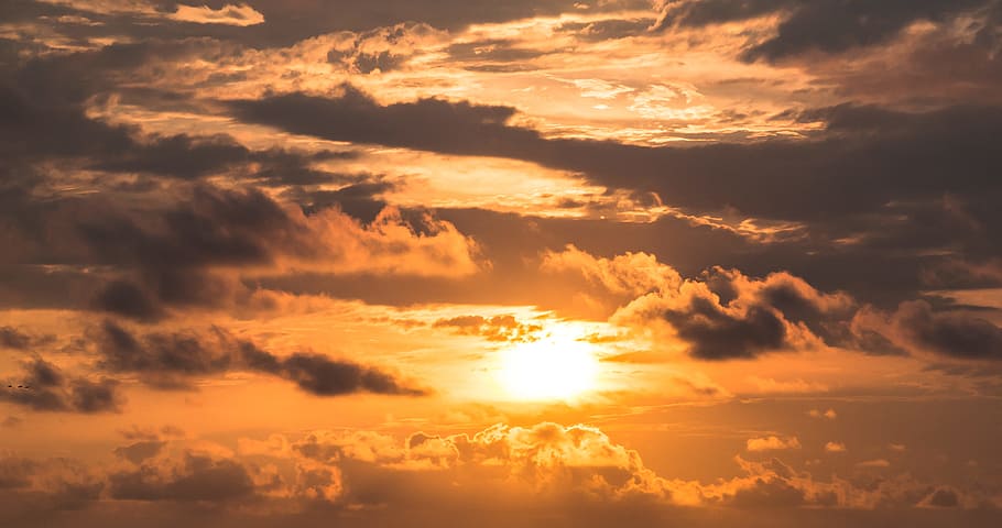 dawn, nature, sky, sunset, clouds, cloudy, dark clouds, dusk HD wallpaper