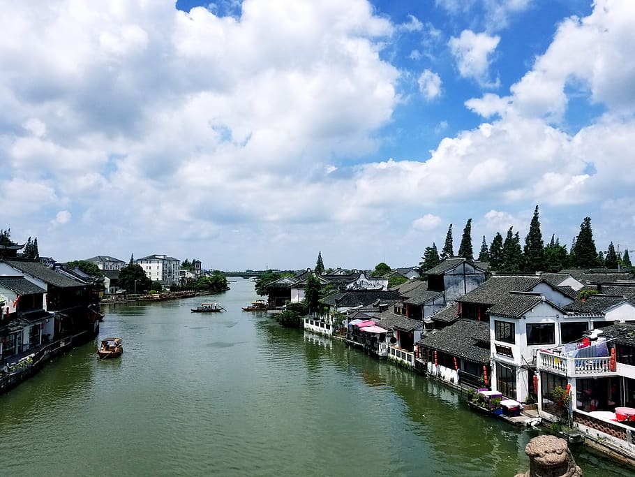 zhujiajiao, the ancient town, fresh, waterways, architecture, HD wallpaper