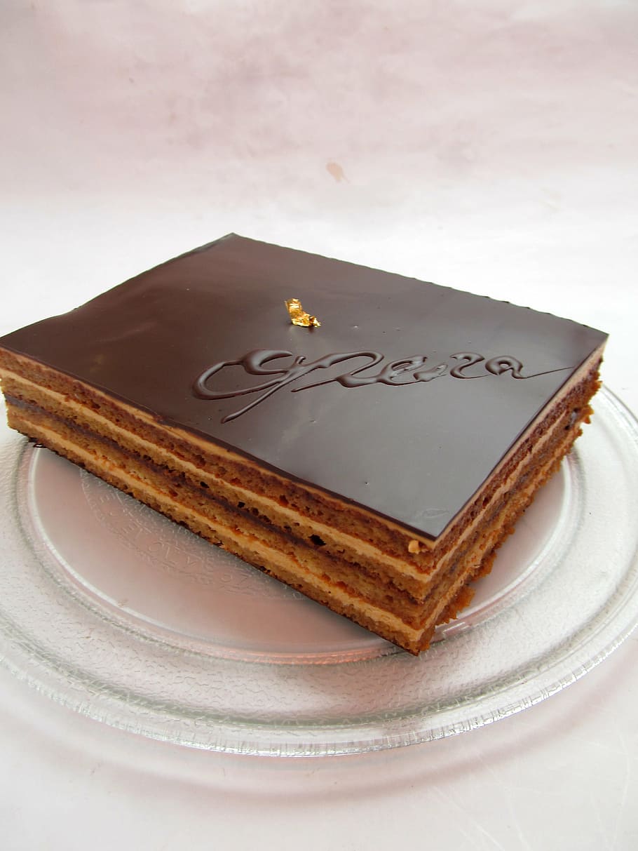chocolate cake, opera, cacao, gato, food, dessert, suites, sweet, HD wallpaper