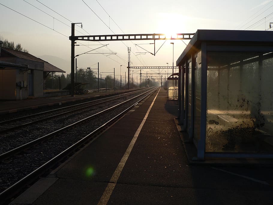 railway, station, train, tracks, train tracks, commute, urban HD wallpaper