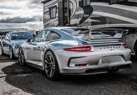 silver Porsche GT3 RS coupe, 911, car, auto, motor, show, transportation HD wallpaper