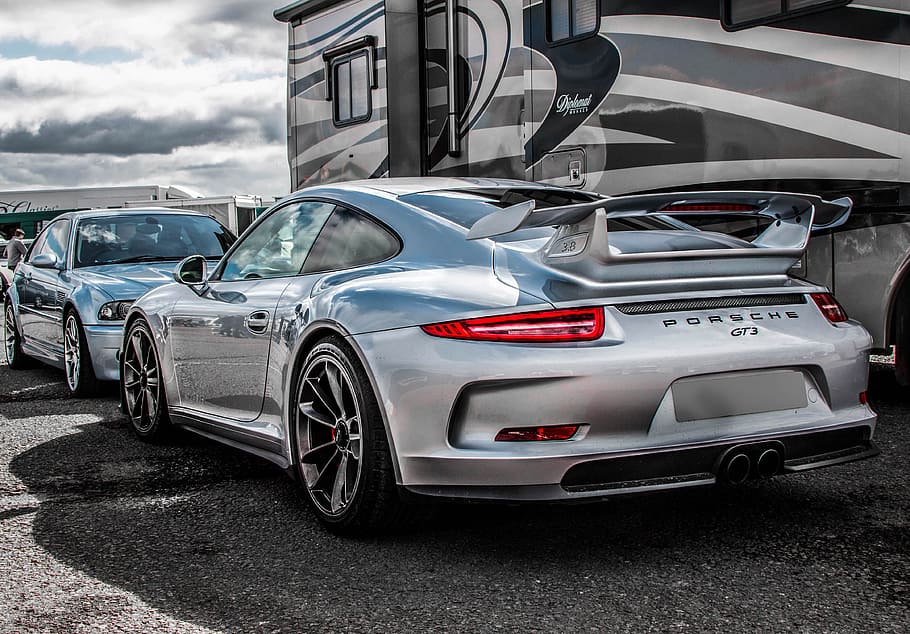 silver Porsche GT3 RS coupe, 911, car, auto, motor, show, transportation HD wallpaper