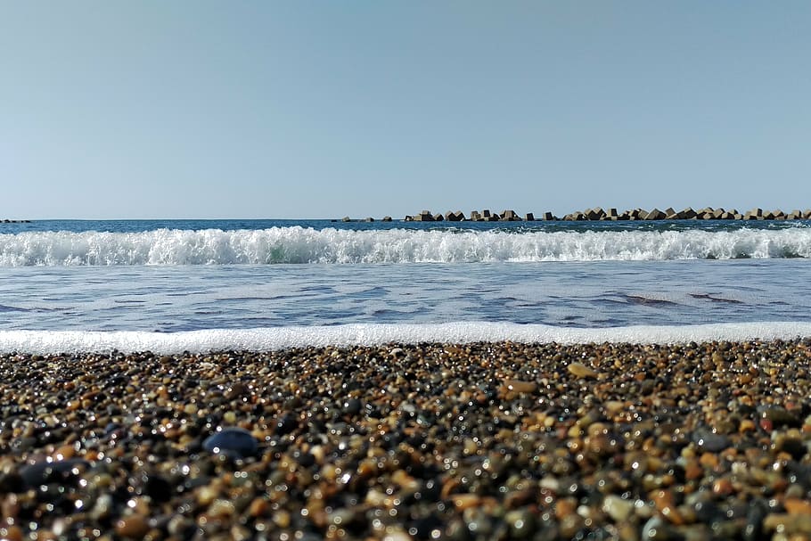 wave, beach, foam, sea, japan sea, natural, landscape, water HD wallpaper