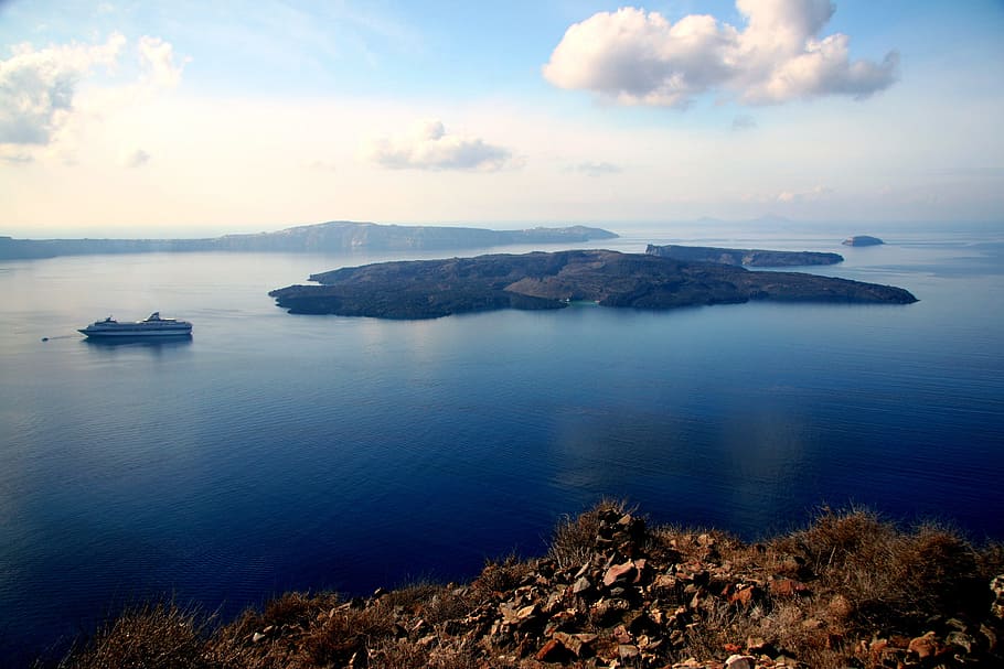 Santorini, Greek, Island, Cyclades, greek island, caldera, white houses, HD wallpaper