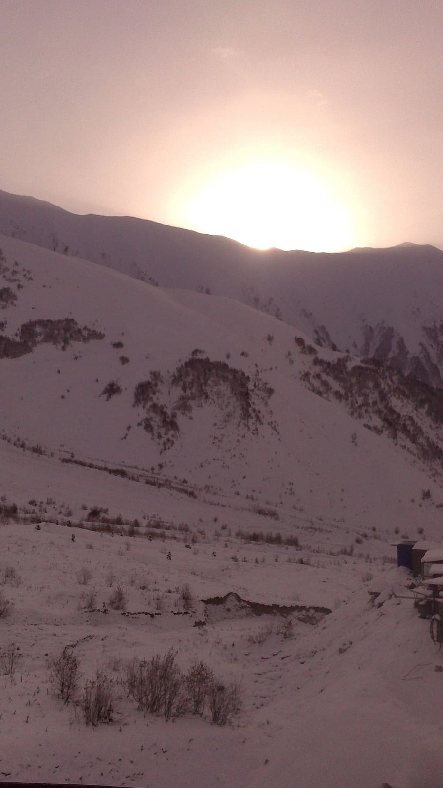 sunrise, snow, mountains, winter, south ossetia, photo, vertices
