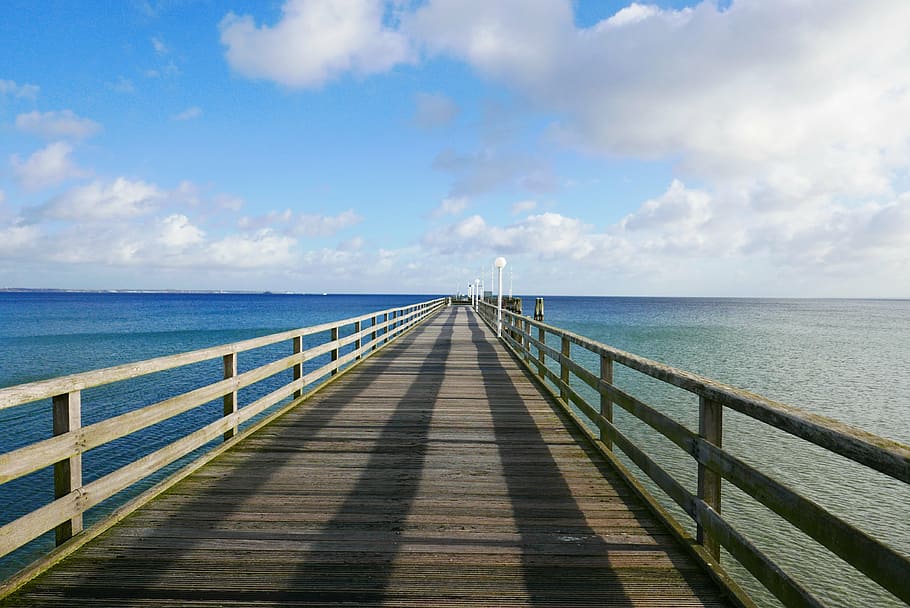 beach, sky, sea, ocean, water, blue, landscape, sunlight, seascape HD wallpaper