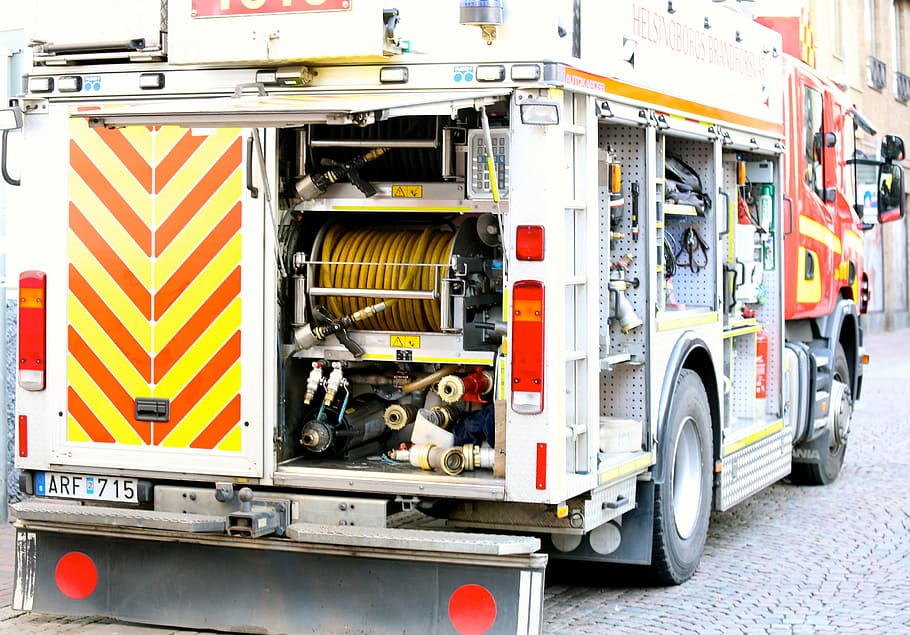 fire prevention, fire equipment, fire hose, mode of transportation HD wallpaper