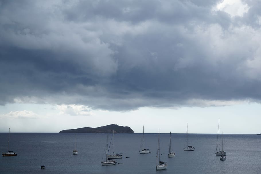 Forward, Ibiza, Clouds, storm, sky, holiday, grey, sea, mediterranean HD wallpaper