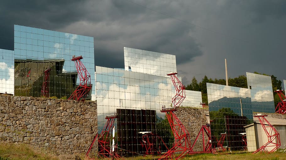mirrors, solar, odeillo, reflectors, architecture, sky, cloud - sky HD wallpaper