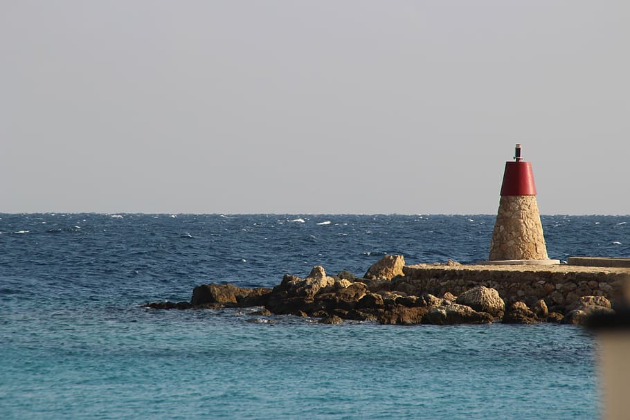 lighthouse, egypt, sea, holiday, water, nature, guidance, sky HD wallpaper