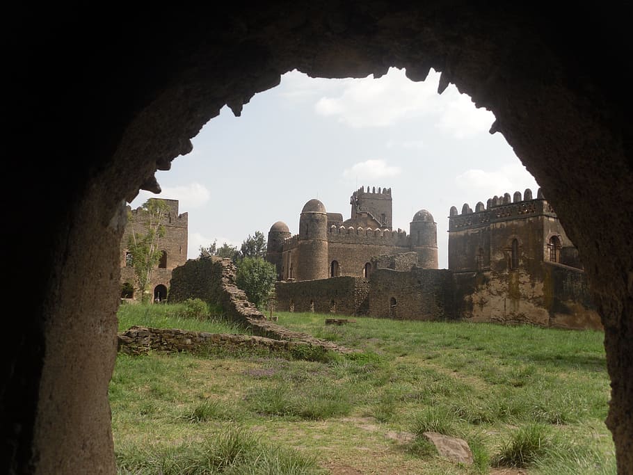 castle ruins during daytime, Gonder, Ethiopia, Landmark, culture, HD wallpaper