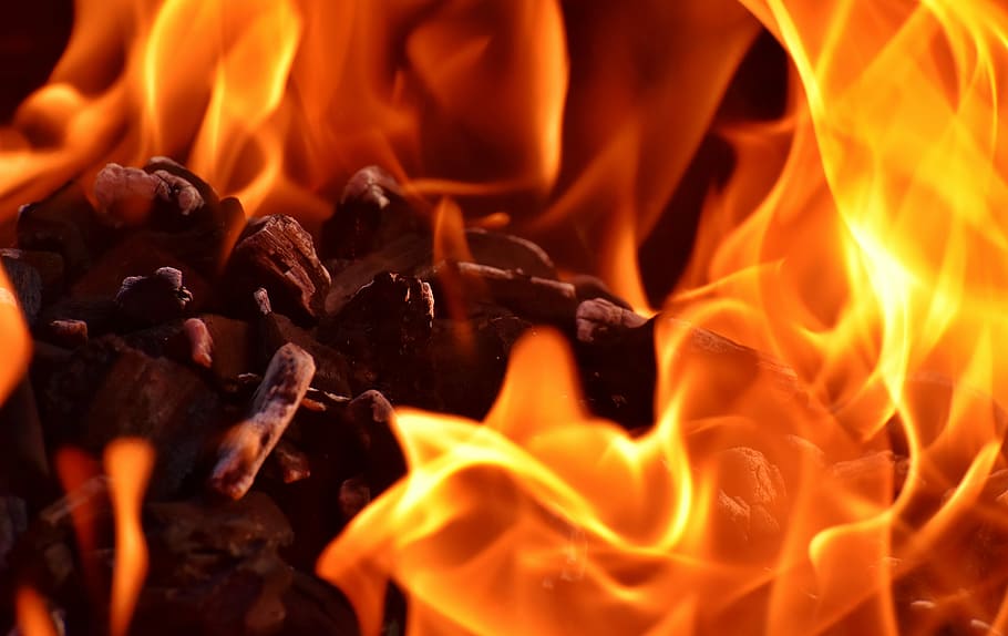 bonfire, flame, carbon, burn, hot, mood, campfire, fireplace HD wallpaper