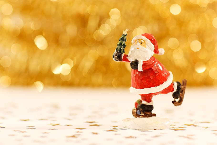 selective focus photography of Santa Claus figurine, christmas, HD wallpaper