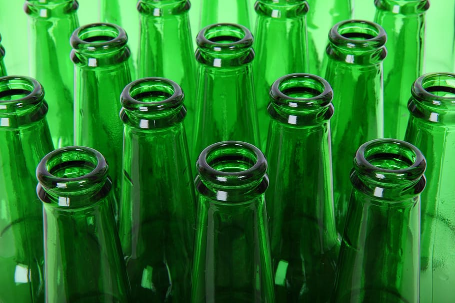 green glass bottle, alcohol, beer, clean, detail, drink, empty HD wallpaper