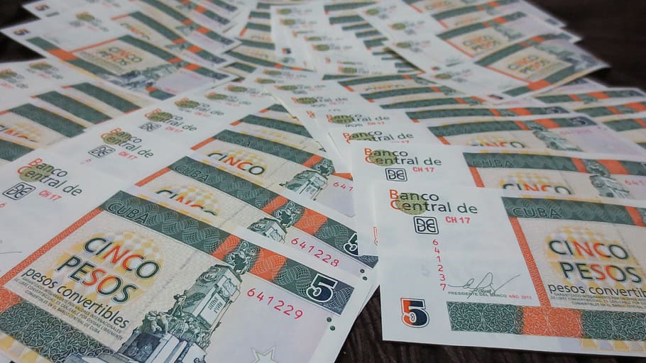 cinco pesos convertible lot, cuba, money, seem, cuc, paper money, HD wallpaper