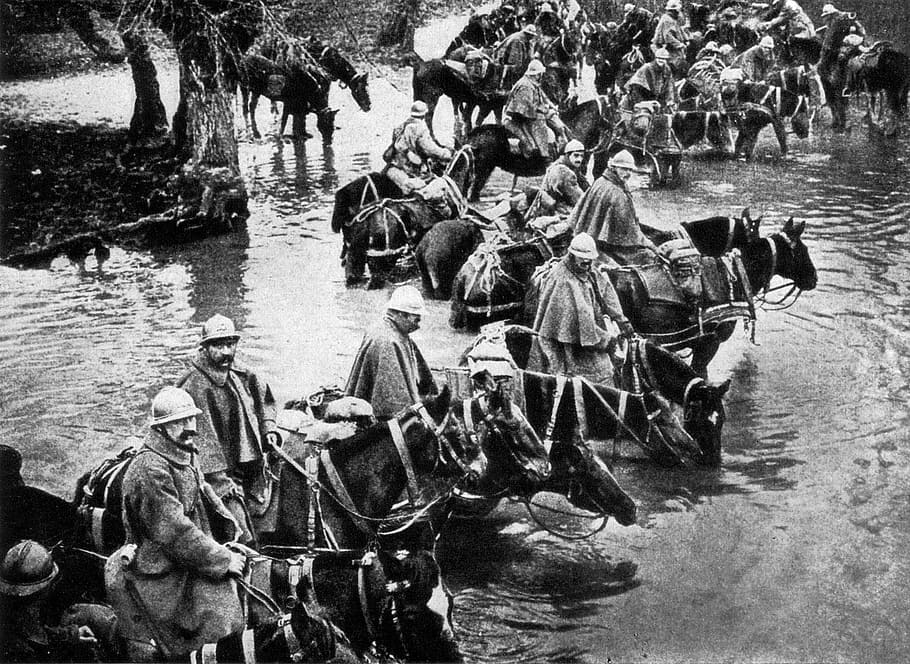 Defense of Verdun in World War I, army, cavalry, photos, horses