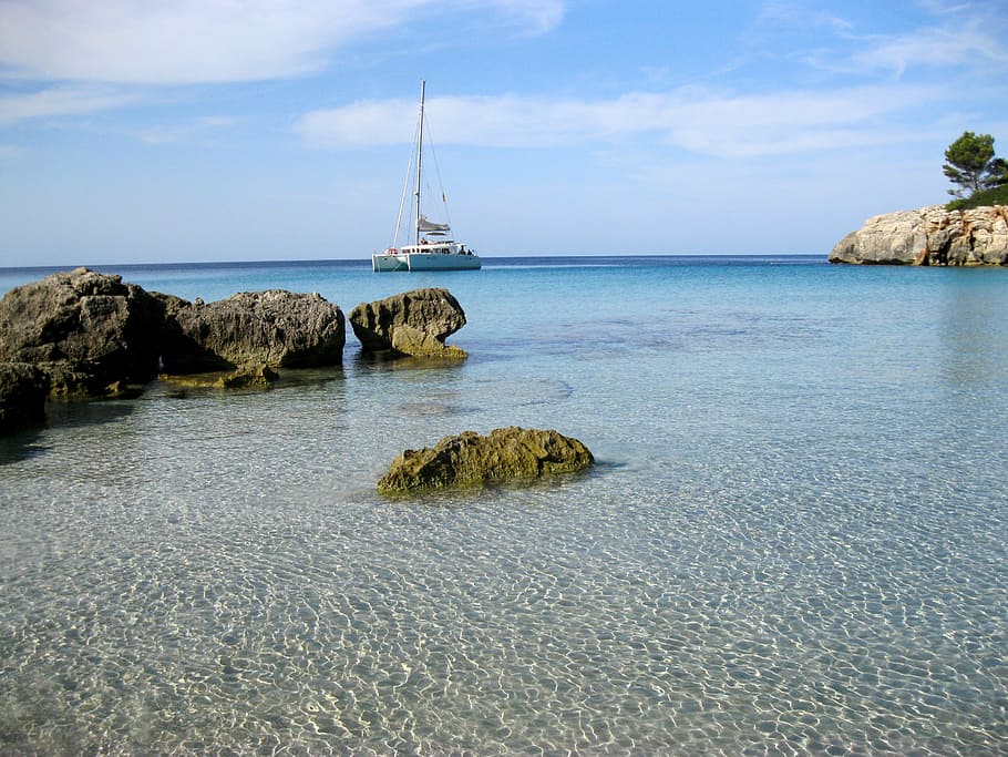 Island, Sea, Path, Minorca, Pine Forest, holiday, water, boat HD wallpaper