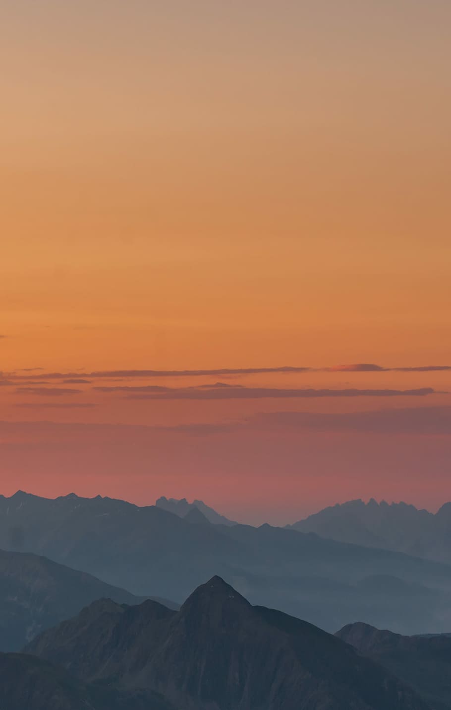 bird's eye photography of mountain, mountains during orange sunset HD wallpaper