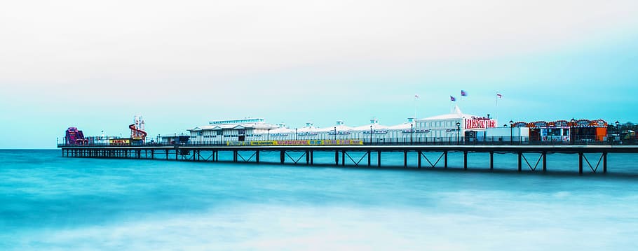 Paignton, Pier, Sea, Devon, Beach, torbay, waves, building HD wallpaper