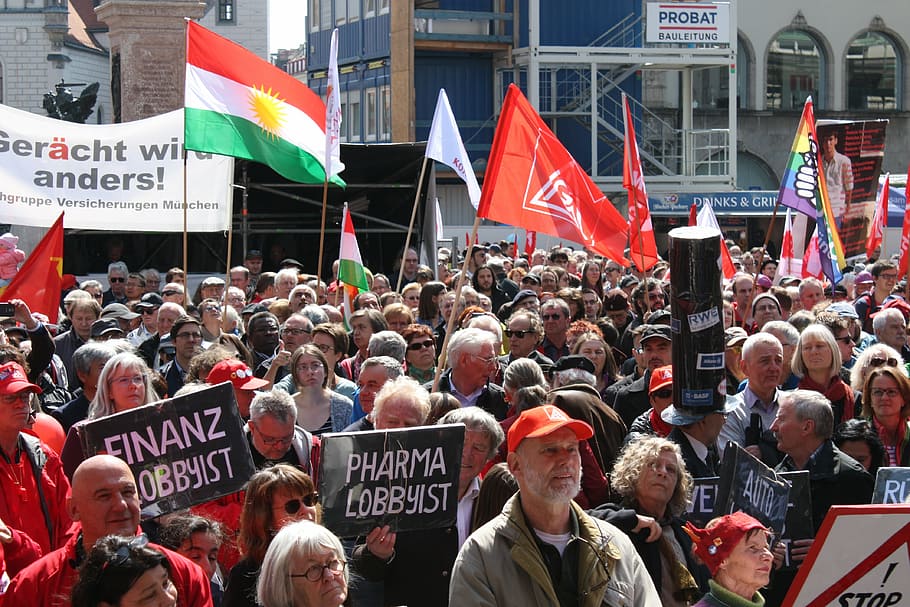 may day celebrations, munich, crowd, flag, group of people HD wallpaper