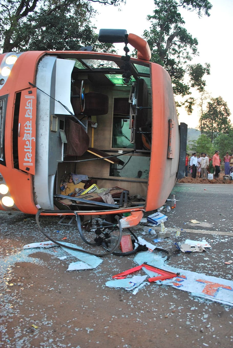 Accident, Road, Bus, Disaster, overturned, crash, vehicle, wreck HD wallpaper