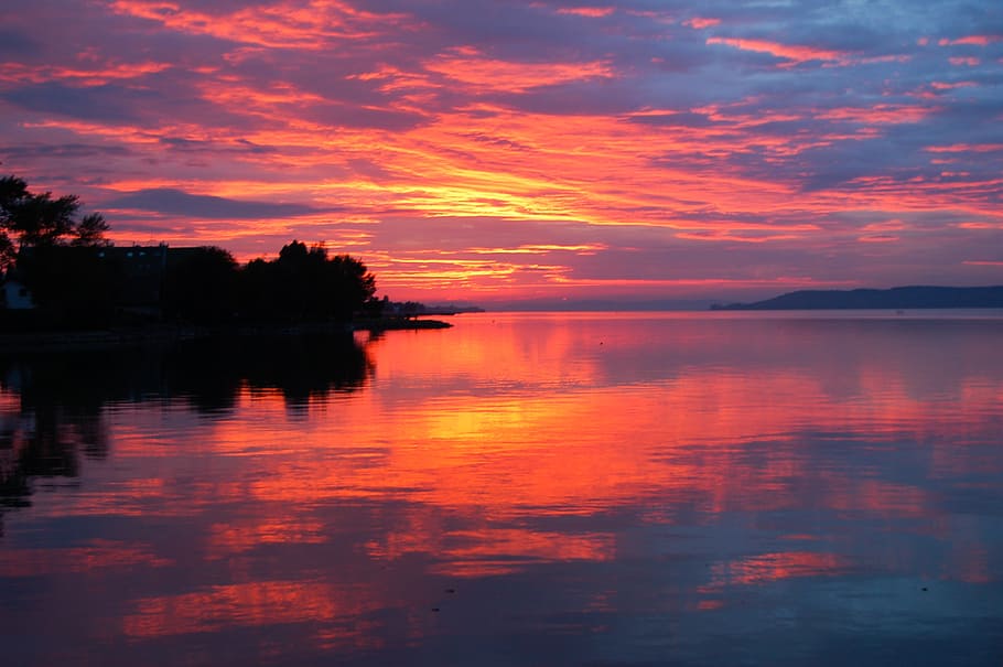sunset, clouds, sky, mood, red, dusk, water, reflection, scenics - nature HD wallpaper