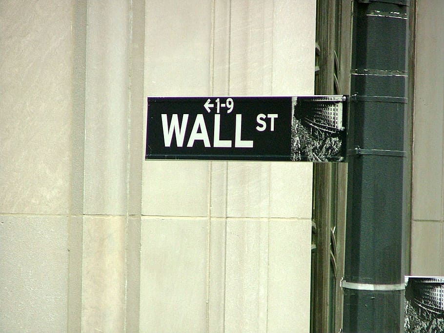 Wall St. street sign, wall street, roadworks, attention, times square