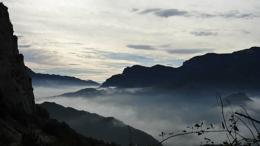 fog, sunset, peace, landscape, mountain, nature, mountain Peak HD wallpaper