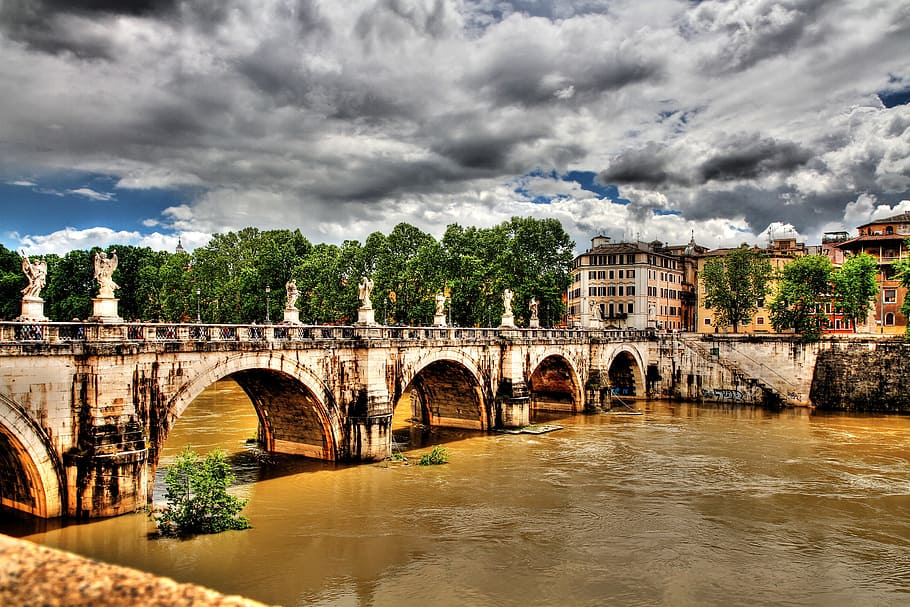 Rome, Tiber, Bridge, Hdr, bridge - man made structure, connection HD wallpaper
