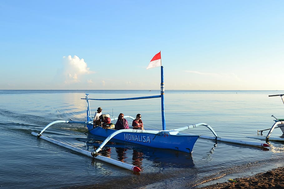 boat, in, beach, lovina, sky, water, group of people, sea, transportation HD wallpaper