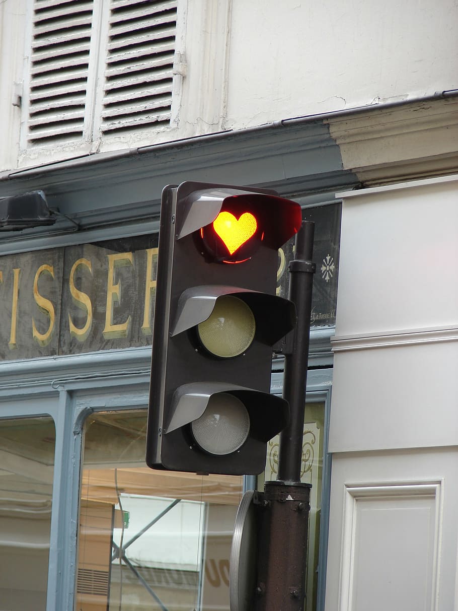 red light, heart, signalling, traffic lights, stop, architecture, HD wallpaper