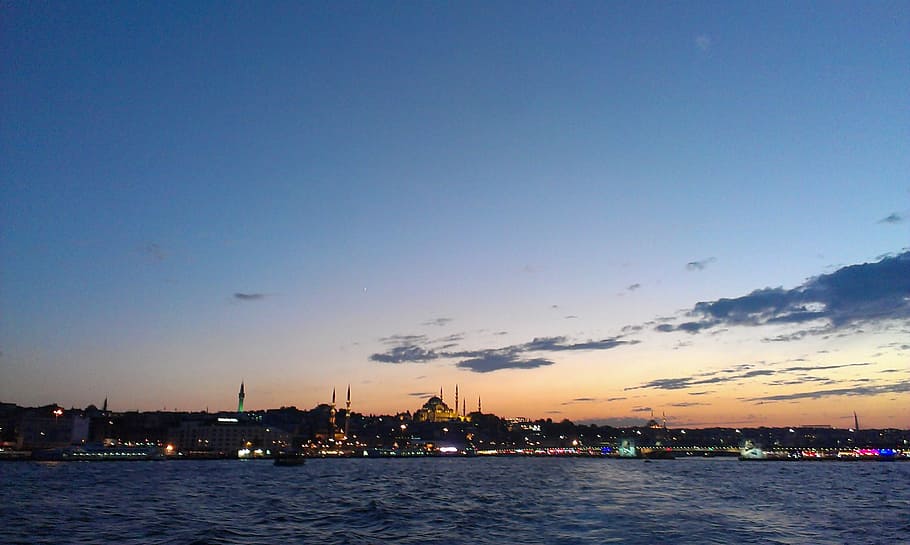bosphorus, abendstimmung, sunset, coast, istanbul, sky, water HD wallpaper