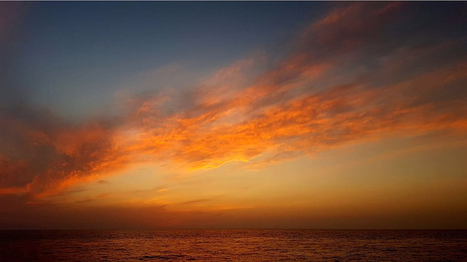 sun, clouds, sky, sunset, sunrise, orange, landscape, red, nature HD wallpaper