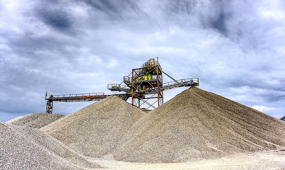 kieswerk, open pit mining, raw materials, removal, conveyor belt HD wallpaper