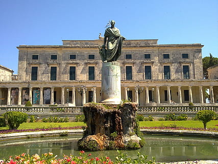 corfu, holidays, palace, architecture, sculpture, art and craft HD wallpaper