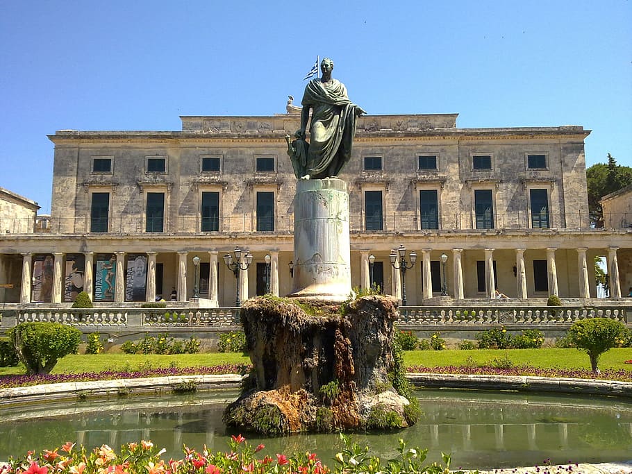corfu, holidays, palace, architecture, sculpture, art and craft HD wallpaper