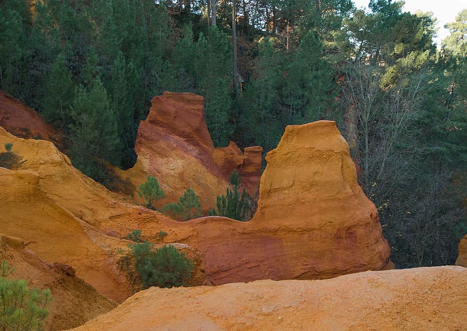 France, Roussillon, Ocher, Luberon, geology, nature, rock - object, HD wallpaper