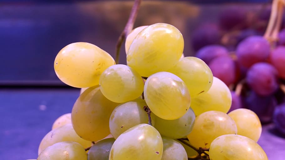 grape, muscatel, cluster, white grape, red grape, market, fruit stand, HD wallpaper
