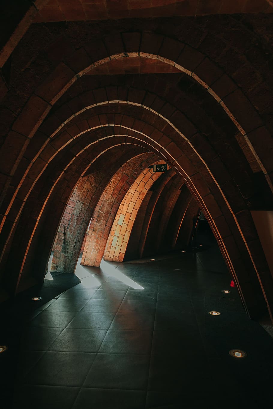 Brown Multi-arc Green-floored Tunnel, arches, architectural design, HD wallpaper