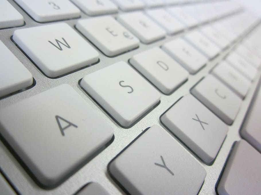 white computer keyboard, mac, silver, laptop, technology, internet HD wallpaper