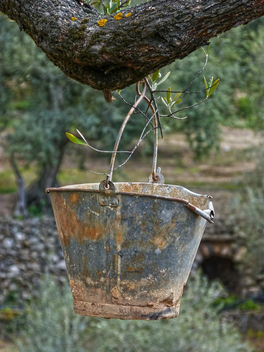 cube, zinc, old, rusty, olive, metal, focus on foreground, day HD wallpaper